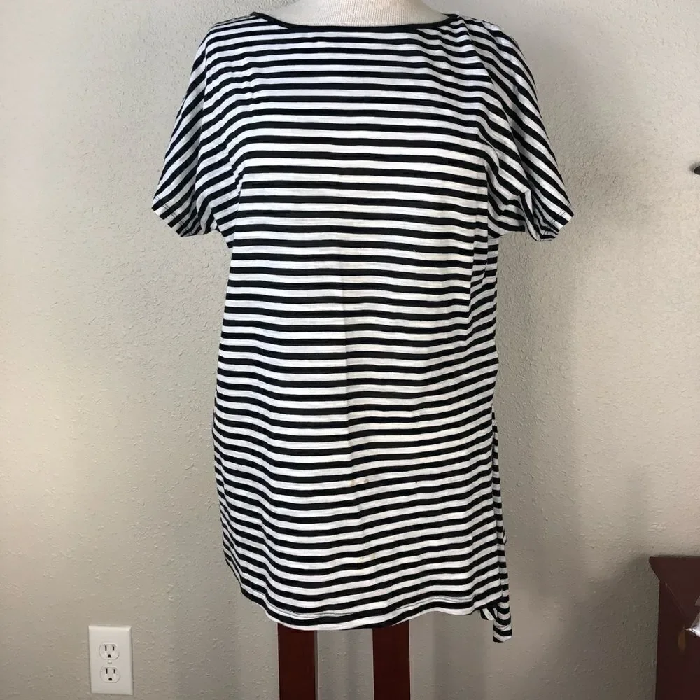 Michael Kors Black and White Striped Top Size S